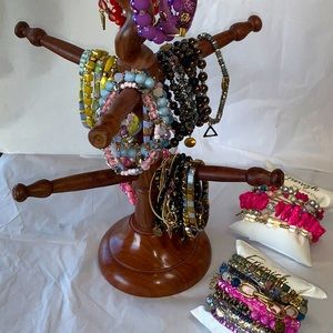 Erimish bracelet stack wooden tree bar organizer set of 3